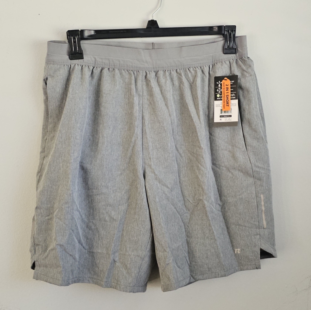 Russell Men's Active 2-in-1 Woven Shorts with Liner Large